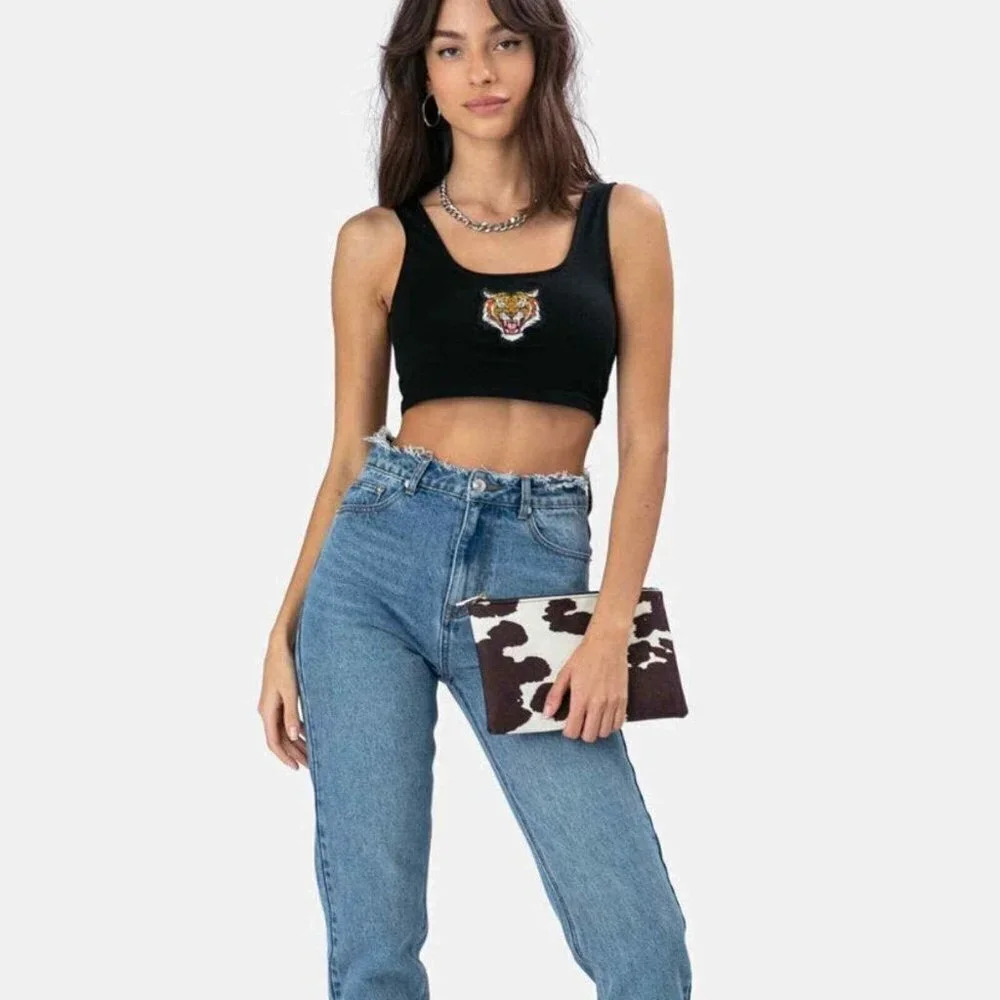 ADIKA Black Cattitude Crop Top Size Small